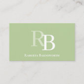 Simple Monogram Green QR Code | Connect with Me Visitekaartje (Voorkant)