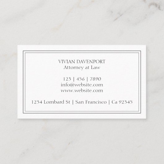 Simple Monogram Initiaal Black en White Elegant Visitekaartje (Achterkant)