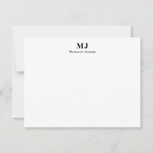Simple Monogram Initiaal Name Note Card Notitiekaartje