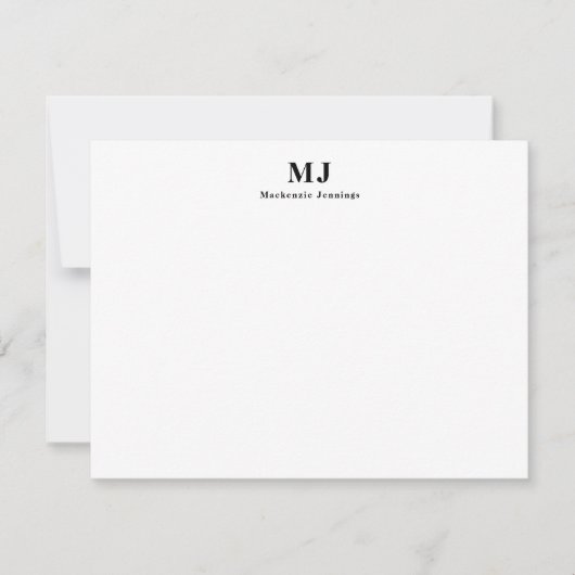 Simple Monogram Initiaal Name Note Card Notitiekaartje (Voorkant)