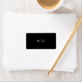Simple Monogram Initialen Black Favor Sticker (Insitu)