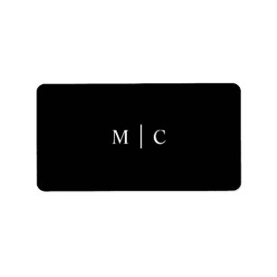Simple Monogram Initialen Black Favor Sticker
