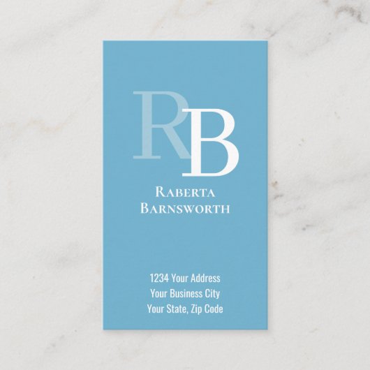 Simple Monogram QR Code Blue | Connect with Me Visitekaartje (Voorkant)