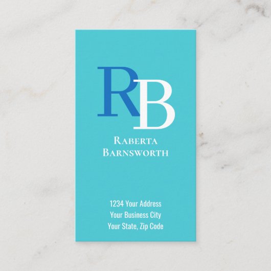 Simple Monogram QR Code Blue | Connect with Me Visitekaartje (Voorkant)