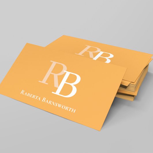 Simple Monogram QR Code Orange | Connect with Me Visitekaartje