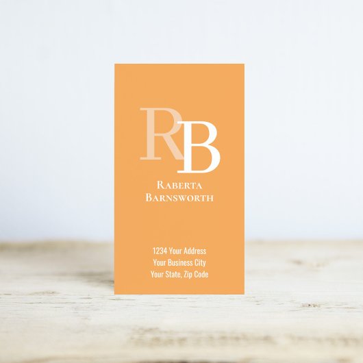 Simple Monogram QR Code Orange | Connect with Me Visitekaartje