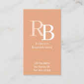 Simple Monogram QR Code Peach | Connect with Me Visitekaartje (Voorkant)