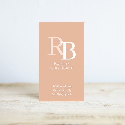 Simple Monogram QR Code Peach | Connect with Me Visitekaartje