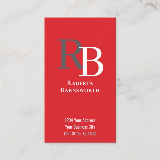 Simple Monogram QR Code Red | Connect with Me Visitekaartje (Voorkant)