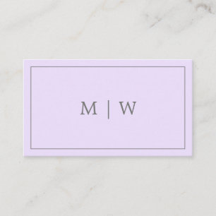 Simple Monogram Violet Lila pasteel Paars Visitekaartje
