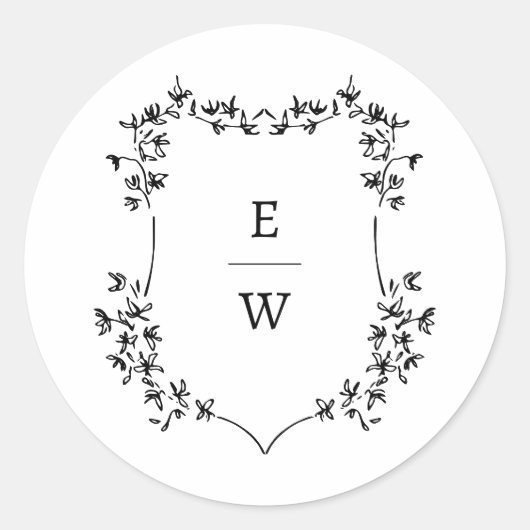 Simple Monogram Wedding Envelope Sticker (Voorkant)