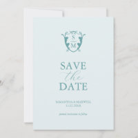 Simple Monogramme Bleu Clair Faire-Part de Conserv