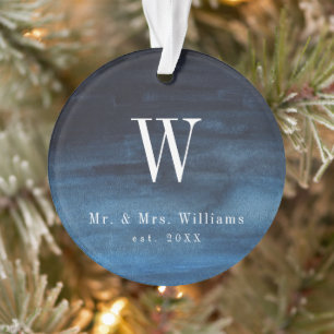 Simple Monogramme Bleu Marine Noël de Nouveaux Mar