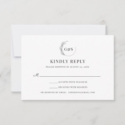 Simple Monogramme Demi-Couronne Réponse Mariage Mi (Devant)
