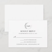 Simple Monogramme Demi-Couronne Réponse Mariage Mi (Devant / Derrière)