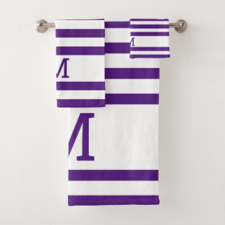 Simple Monogramme Familial Moderne Strié Violet