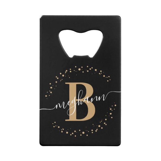 Simple Monogramme Féminin Noir Or Nom (Devant)