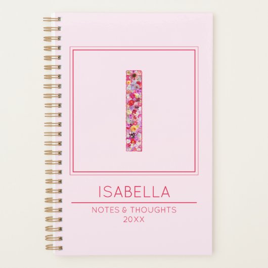 Simple Monogramme Floral Rose Pâle Lettre I (Devant)