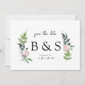Simple Monogramme Floral Rose Save The Date (Devant)