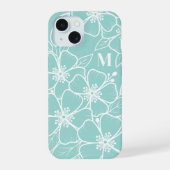 Simple Monogramme Initial Floral Bleu Turquoise (Verso)
