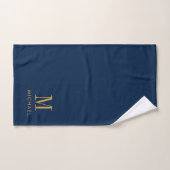 Simple Monogramme Marine BleuPersonnalisé (Serviette à main)