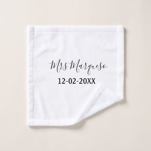 simple monogramme minimal Mme M. nom date année Th (Gant de toilette)