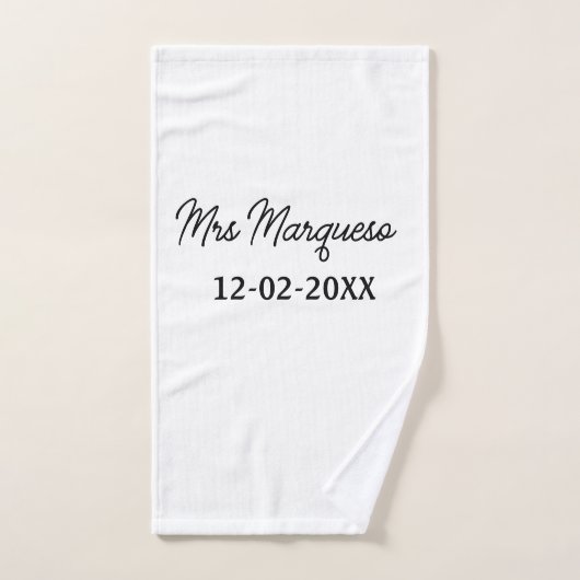 simple monogramme minimal mrs M nom date année Thr (Serviette à main)