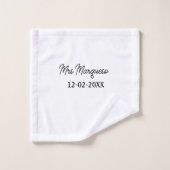 simple monogramme minimal mrs M nom date année Thr (Gant de toilette)