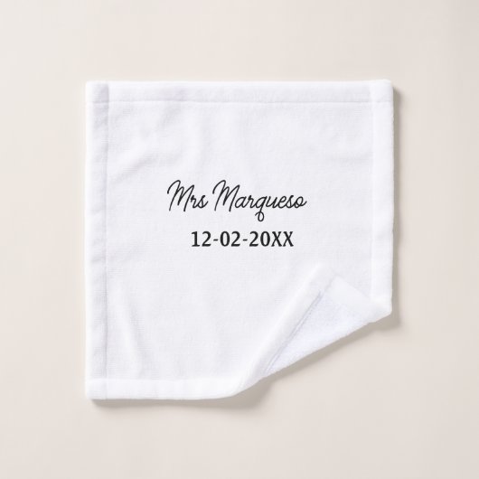 simple monogramme minimal mrs M nom date année Thr (Gant de toilette)
