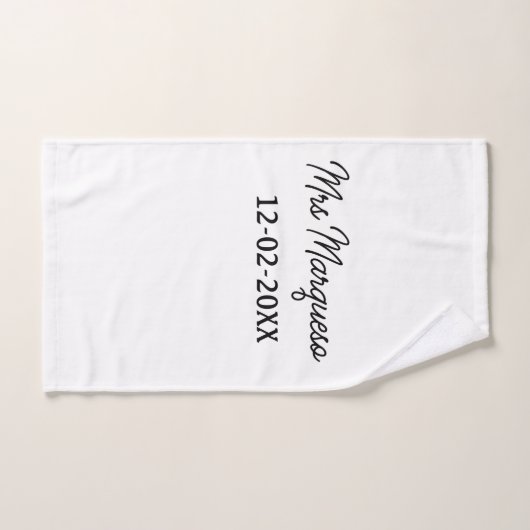 simple monogramme minimal mrs M nom date année Thr (Serviette à main)