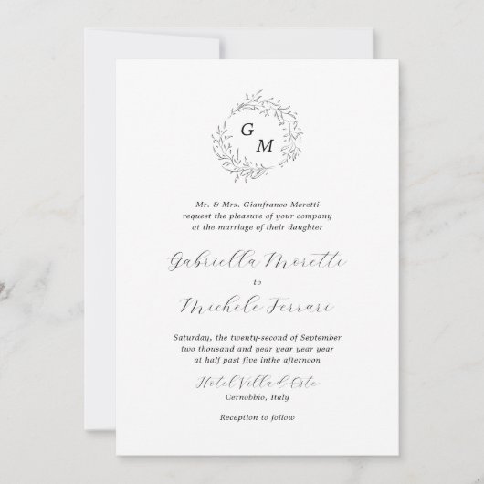 Simple Monogramme Photo Wedding Invitation avec RS (Devant)