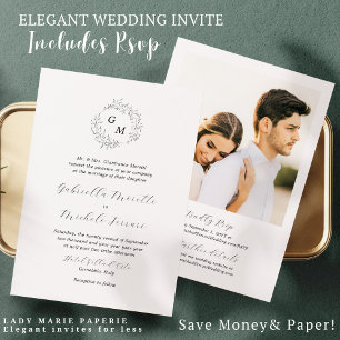 Simple Monogramme Photo Wedding Invitation avec RS