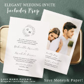 Simple Monogramme Photo Wedding Invitation avec RS