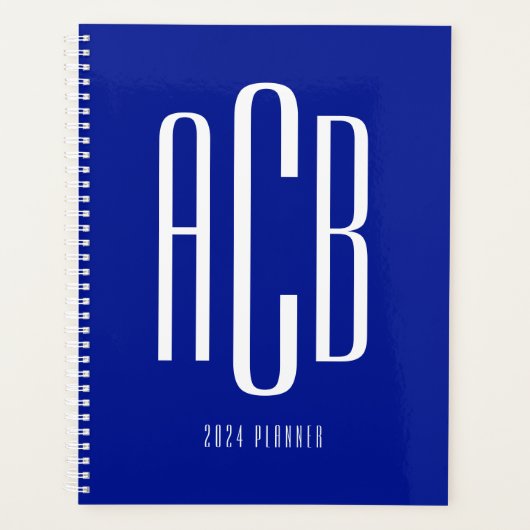Simple Monogramme Royal Bleu À Trois Lettres (Devant)