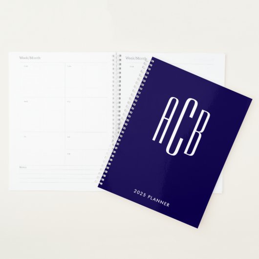 Simple Monogramme Trois Lettres Bleu Foncé (Devant avec enveloppe)