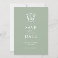 Simple Monogramme Vert Sauge Faire-Part de Date de