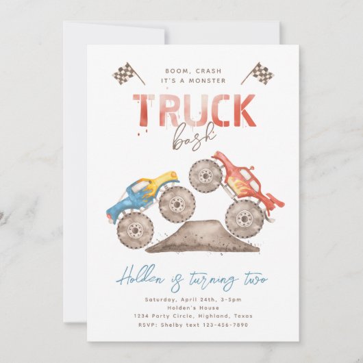 Simple Monster Truck Invitation Anniversaire | Mod (Devant)
