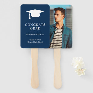 Simple Mortar Board Navy Blue Photo Afstuderen Handwaaier