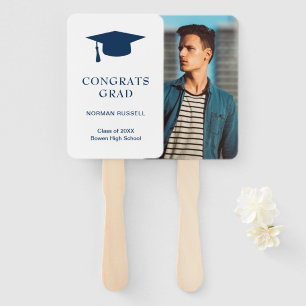 Simple Mortar Board Navy Blue Photo Afstuderen Handwaaier