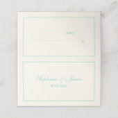 Simple Moyen Turquoise Cadre Cartes d'Escort Ivory (Extérieur déplié)
