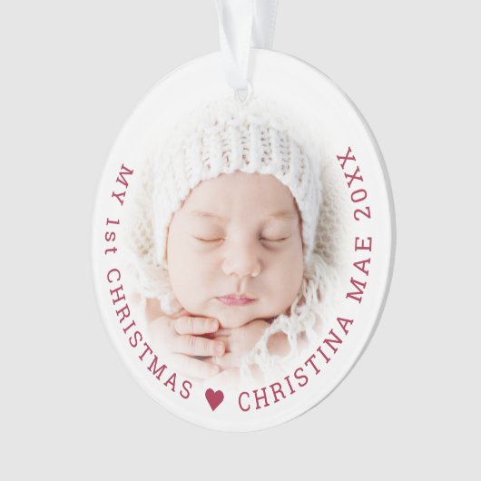 Simple My 1st Christmas Red Script Joy Photo (devant)