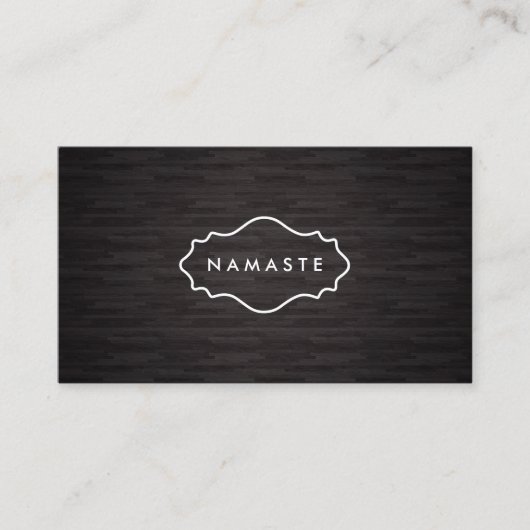 Simple Namaste Yoga Carte de visite en bois foncé (Devant)