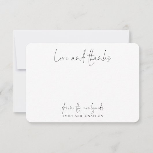 Simple Name Script Wedding Pas getrouwd Love Bedan Bedankkaart (Voorkant)