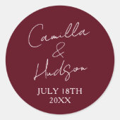 Simple Names Wedding Date Favor Envelope Ronde Sticker (Voorkant)