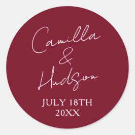 Simple Names Wedding Date Favor Envelope Ronde Sticker