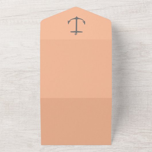 Simple Nautical Anchor Wedding | Peach All In One Uitnodiging (Buitenkant)