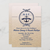 Simple Nautique Sandy Beach Wedding Invitation (Devant / Derrière)