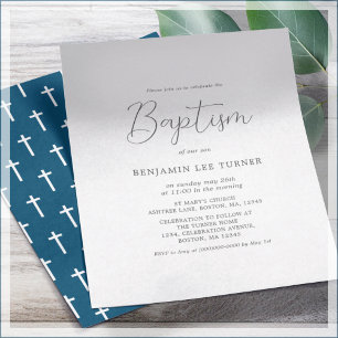 Simple Navy Blue   Baptisme-uitnodiging Flyer
