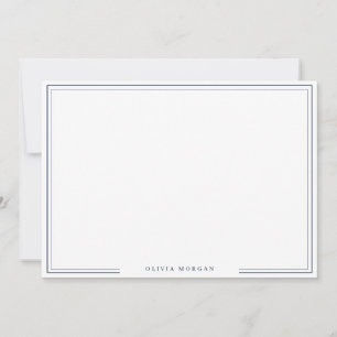 Simple Navy Blue Border Name Stationery Note Kaart Notitiekaartje