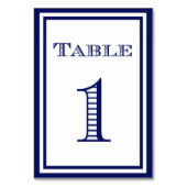 Simple Navy Blue Framed Table Number Kaart #1 (Voorkant)